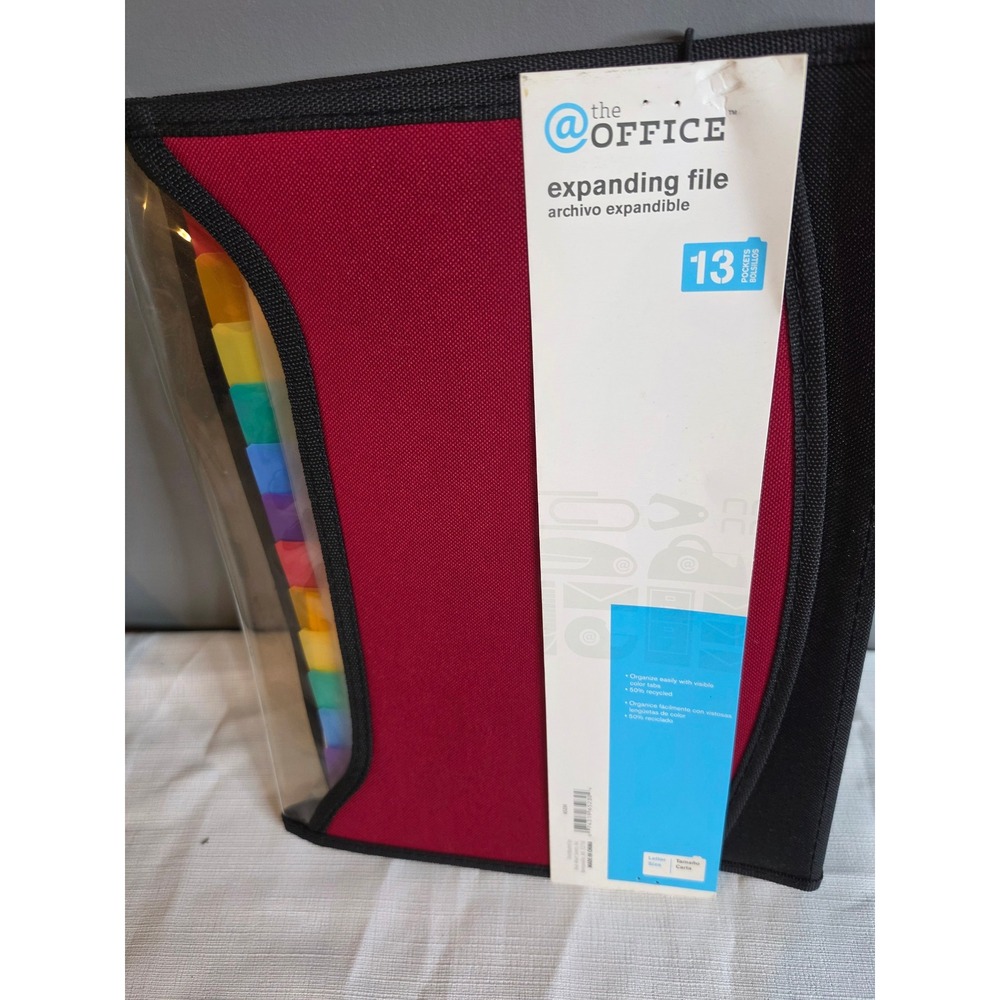 @the OFFICE 13 Pocket Expanding File Folder Red Black Letter Size Organizer